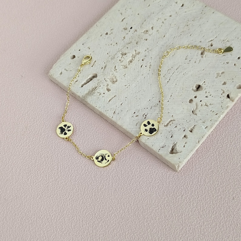 Custom Pet Paw Print Bracelet • Actual Paw Engraving Bracelet • Dog ...