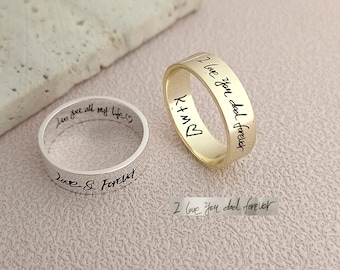 Personalized Engraved Handwriting Ring • Memorial Handwriting Ring • Actual Handwriting Band Ring • Couples Gift • Mother’s Day Gifts