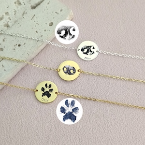Custom Pet Paw Print Bracelet • Actual Nose Bracelet • Dog Bracelet • Name Bracelet • Nose Print Bracelet • Pet Memorial Gift