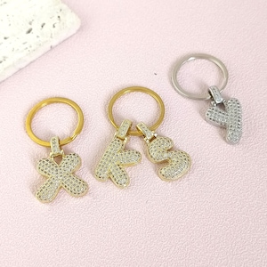 Llavero de letra de burbuja personalizado • Llavero de letra 3D personalizado • Llavero inicial • Llavero de plata • Regalo para ella