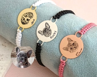 Custom Pet Photo Braided Rope Bracelet • Pet Engraved Bracelet • Braided Rope Bracelet • Pet Memorial Gifts • Christmas Gifts