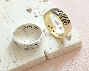Actual Fingerprint Ring • Fingerprint Band Ring • Wedding Ring • Promise Ring • Nane Ring • Date Ring