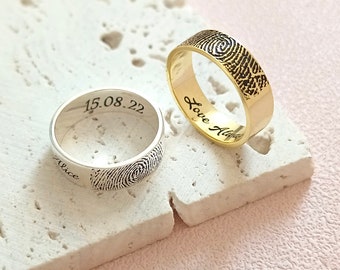 Actual Fingerprint Ring • Fingerprint Band Ring • Wedding Ring • Promise Ring • Nane Ring • Date Ring