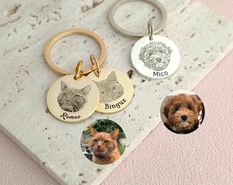 Custom Pet Photo Keychain • Pet Portrait Keyring • Pet Keychain • Pet Memorial Gifts • Pet Jewelry • Pet Name Keyring