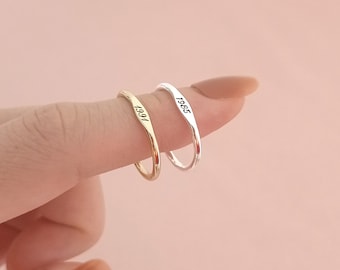 Dainty Date Ring Skinny Year Ring Custom Date Ring Stacking Ring Summer Ring Gift For Her Anniversary Ring