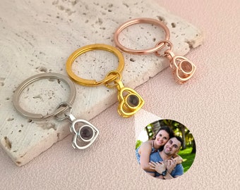 Personalized Photo Keychain • Photo Projection Keychain • Custom Picture Jewelry • Heart Keychain • Gifts For Her