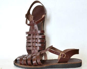 Greek handmade Roman leather sandals for men w/tracking sole- NEW STYLE