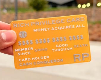 Rich Privilege Identification Card (3 Pack) with Textured Text | Optional Custom Name Gag Gift | Comedic Gift | Fun Gift | Humor | Novelty