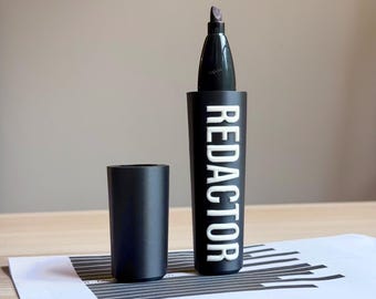 Redactor Marker, Funny Black Redaction Pen, Novelty Desk Toy, Gag Gift for Coworker, Lawyer Gift, Office White Elephant Gift, Novelty Gift