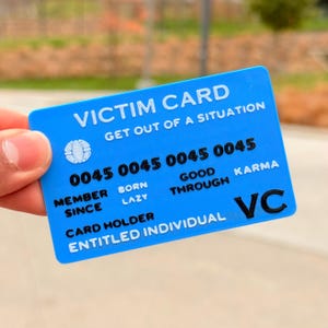 Victim Card Identification Card (3 Pack) with Textured Text w/ Optional Custom Name Gag Gift | Comedic Gift | Fun Gift | Humor | Novelty