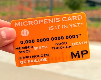 Micropenis Identification Card (3 Pack) with Textured Text | Optional Custom Name Gag Gift | Comedic Gift | Fun Gift | Humor | Novelty