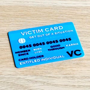 Victim Card Identification Card (3 Pack) with Textured Text w/ Optional Custom Name Gag Gift | Comedic Gift | Fun Gift | Humor | Novelty