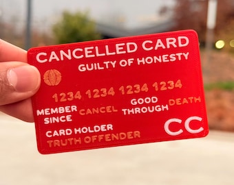 Cancelled Identification Card (3 Pack) with Textured Text | Optional Custom Name Gag Gift | Comedic Gift | Fun Gift | Humor | Novelty