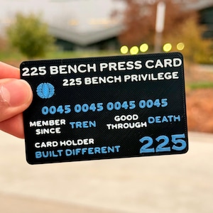 225 Bench Press Identification Card (3 Pack) with Textured Text w/ Optional Custom Name Gag Gift | Comedic Gift | Fun Gift | Humor | Novelty