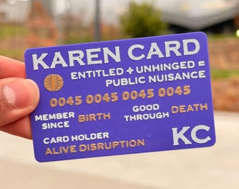 Karen Identification Card (3 Pack) with Textured Text | Optional Custom Name Gag Gift | Comedic Gift | Fun Gift | Humor | Novelty