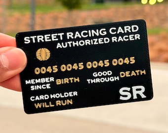 Street Racing Identification Card (3 Pack) with Textured Text | Optional Custom Name Gag Gift | Comedic Gift | Fun Gift | Humor | Novelty