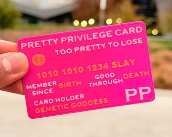 Pretty Privilege Identification Card (3 Pack) with Textured Text | Optional Custom Name Gag Gift | Comedic Gift | Fun Gift | Humor | Novelty
