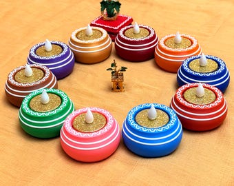 Tealight Candle Holder with LED Candle | Rangoli Designs, Muggulu, Kolam, Diya, Deeya | Diwali Decor, Festival Decoration, Indian Home Decor