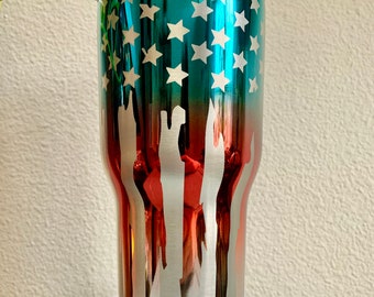 Engraved American Flag RTIC Tumbler: 20oz Insulated Coffee Cup