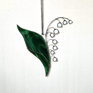 Lily of the Valley Stained Glass Suncatcher, Double-Sided Rotating Decor, Unique Gift for Mother or Bride