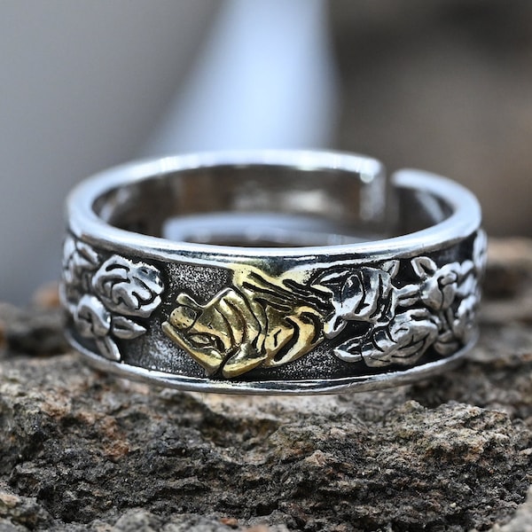 Tigre reniflant Rose gros anneaux couleur argent pour femmes élégant tempérament anneau ouvert bijoux français cadeau