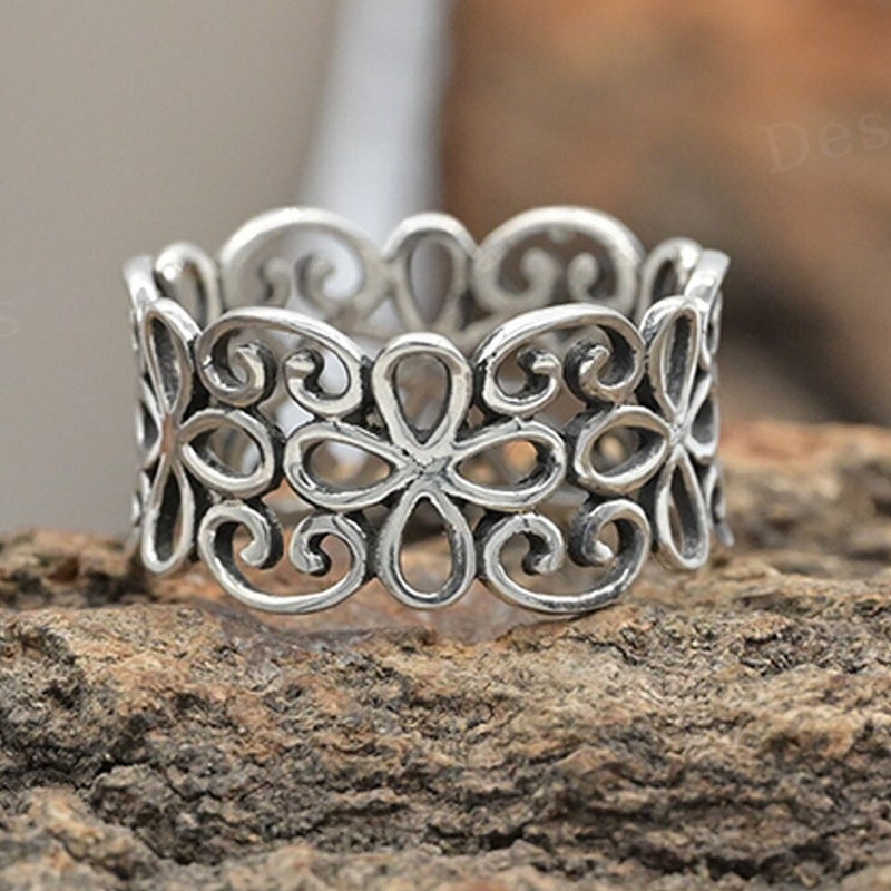 Antique Silver Hollow Ring main image 0