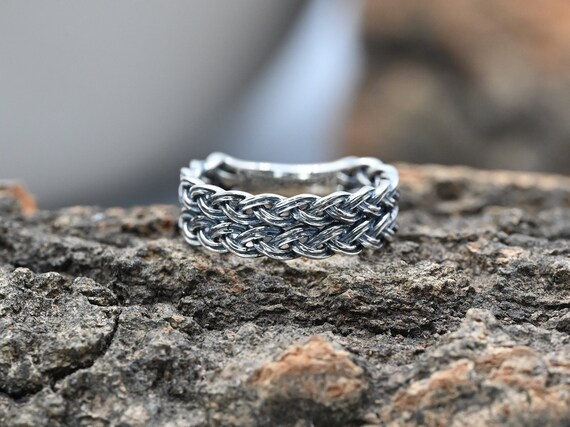 Anillo celta trenzado 925 plata de ley Anillo de trenza minimalista Anillo de trenza Anillo de torsion Anillo de banda de plata trenzado Anillo de pila de plata Anillo boho Etsy Espana