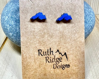Lake Superior Blue Earring Stud