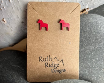 Scandinavian Dala Horse Earring Stud