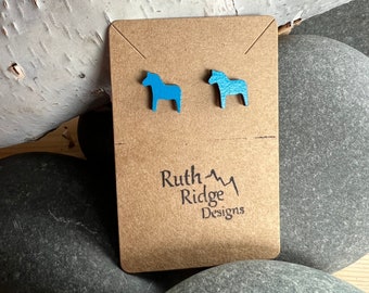 Scandinavian Dala Horse Earring Stud