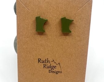 Minnesota State Green Earring Stud - 3D Printed