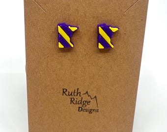 Minnesota Vikings - Purple and Gold State Earrings - 3D Printed