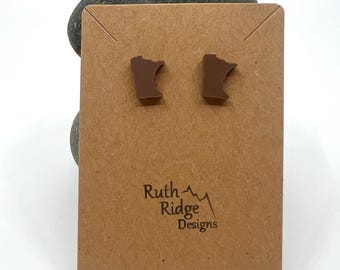Minnesota State Brown Earring Stud - 3D Printed