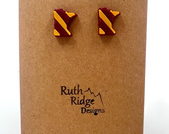 Minnesota Gophers - Maroon and Gold State Earrings - 3D Printed