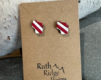 Wisconsin Badgers - Red and White State Earrings
