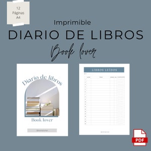 Printable Reading Journal - Instant Download, Reading Planner, A4. Book Journal in Spanish.