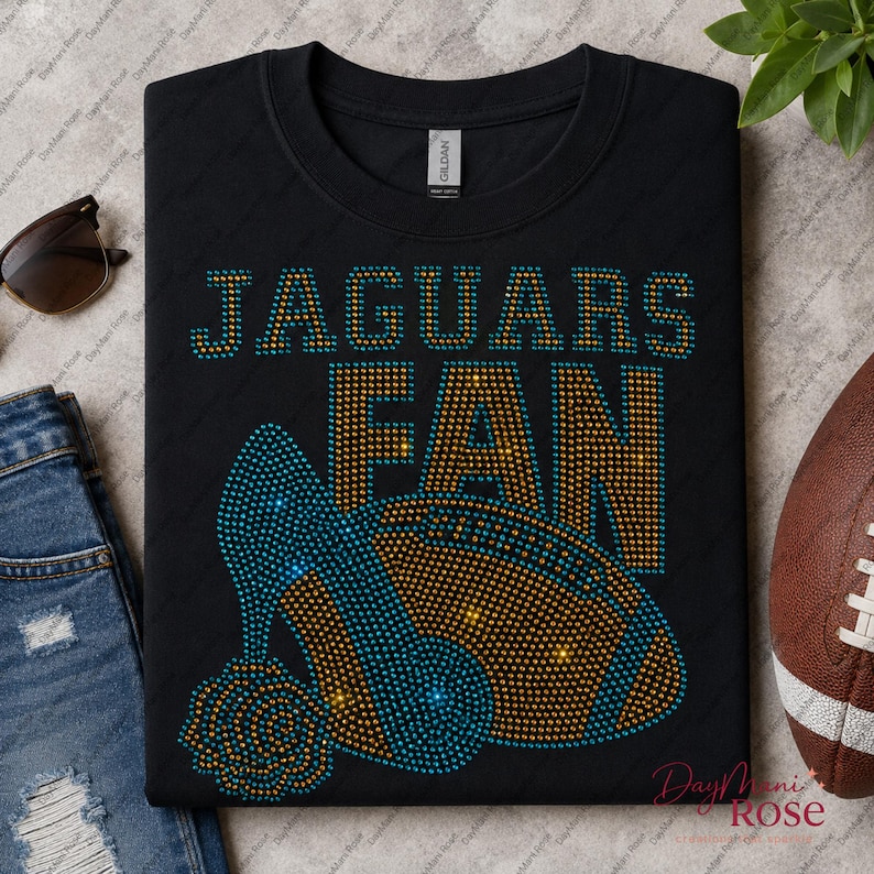 Football fan rhinestone shirt with custom team colors