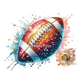Design digital PNG de futebol com lantejoulas brilhantes | Imagem de futebol em aquarela | Arquivo de sublimação | Ideal para iniciantes | Futebol em estilo discoteca PNG