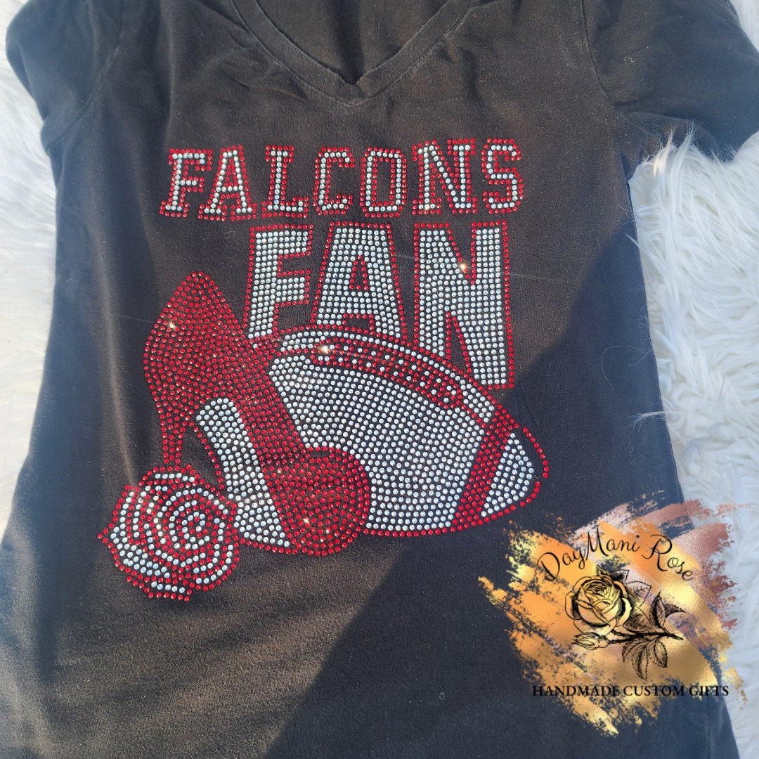 Falcons Fan Glamour Rhinestone T Shirt Rhinestone T Shirt Gifts Bling T Shirt Falcons Fan Gear Falcons Bling Shirt Football Bling Etsy