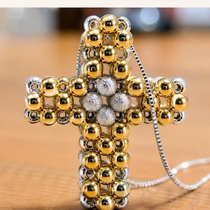 Beaded Cross Pattern PDF, DIY Cross Necklace Tutorial, Beading Guide, Religious Jewelry, Seed Bead Cross Pendant, Instant Download