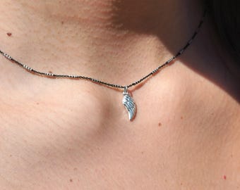 Engelenvleugels ketting, zilveren vleugels ketting, spirituele sieraden