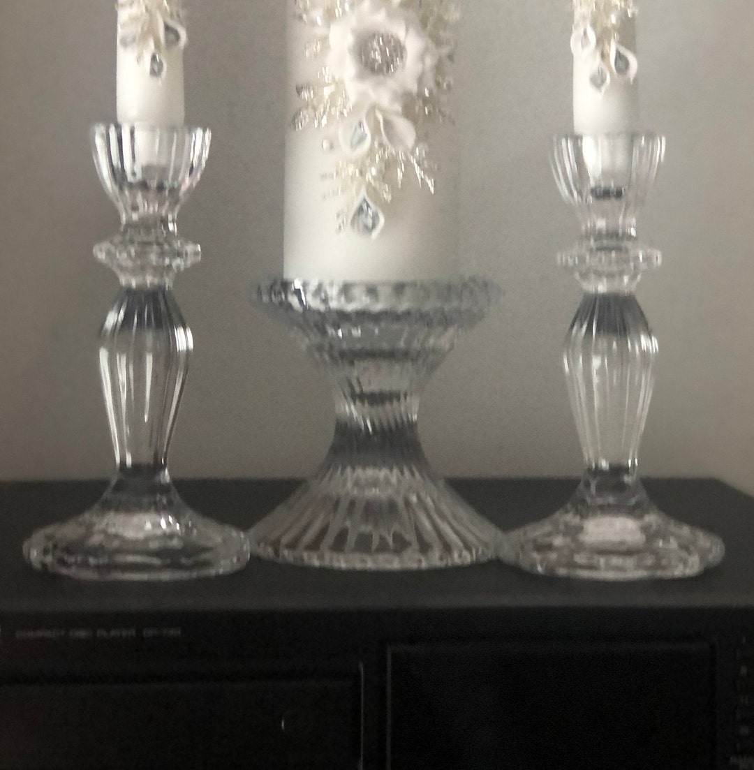 Unity Candle Holders Glass Unity Candle Holders Wedding Candle Holders Clear Candle Holders 3
