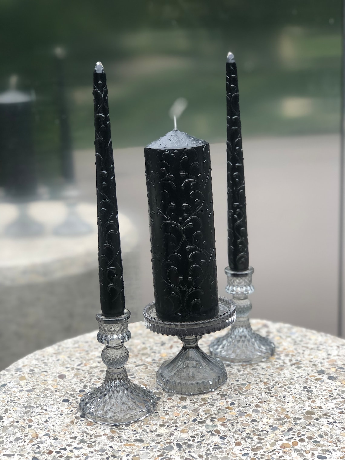 Black Wedding Candles Black Unity Candle Set Gothic Candles Etsy