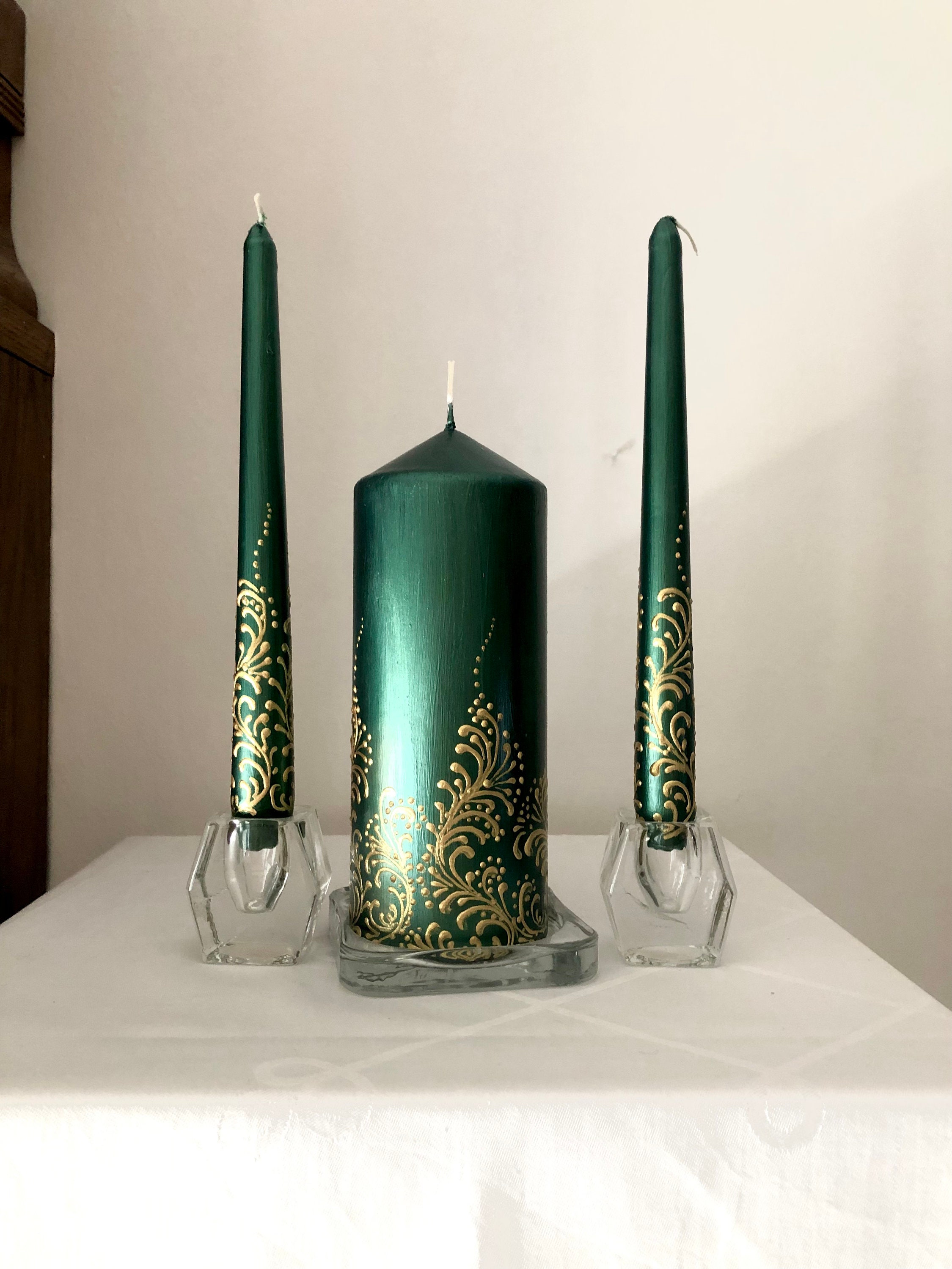 Emerald Candles Emerald Wedding Candles Emerald Unity Candle Set ...