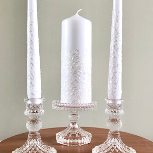 White Wedding Candles Unity Candle Set Rustic Wedding Candles