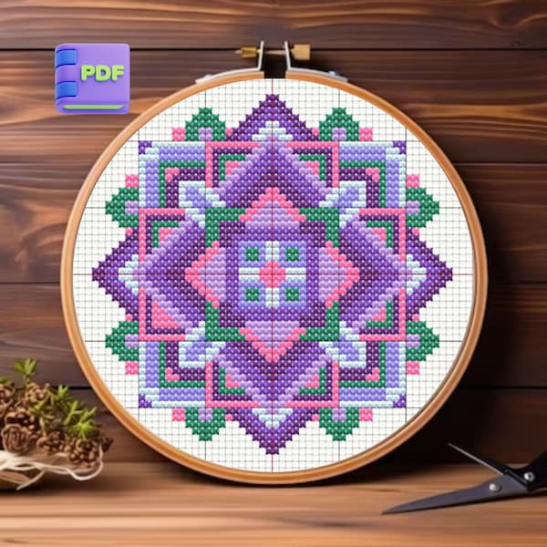 Mandala Cross Stitch Pattern.PDF,Cross Stitch Embroidery Pattern Download, Cross Stitch Kits,Cross Stitch Design,Cross Pattern,Cross Design