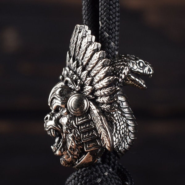 Tribal PARACORD CLASP BEAD Native Indian Chief Head Snake Serpent Gorilla Metal Bead For Knife Lanyard Bracelet edc Gears Jewelry Making