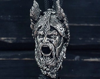 Odin Ravens Paracord Bead, Vikings Valhalla Paracord Lanyard Pendant Bead, Norse Mythology Odin God Bead for Keychains Keyrings Charms