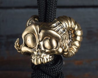 Ram schedel PARACORD SLUITING KRAAL dier skelet hoorn Witchy spirituele heidense Goth metalen kraal voor mes Lanyard armband edc Gear sieraden maken