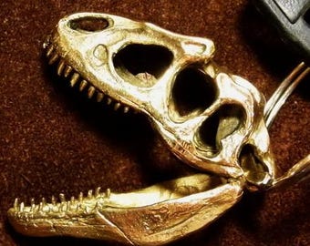 Sleutelhanger dinosaurusschedel allosaurus – metalen sleutelhanger dino, rugzakbedel reptieldier, gunst kinderfeestje